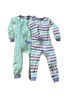 Two-Pack Kids Mint & Lavender Stripe Footies